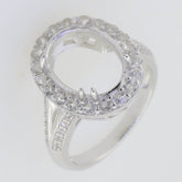 Platinum Semi Mount Ring Setting Oval OV 13X10mm Halo Split Shank Diamond Accent Syzjewelry