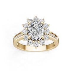 10K Gold Semi Mount Ring Setting Oval Ov 5x7mm Moissanite Accent Syz Jewelry