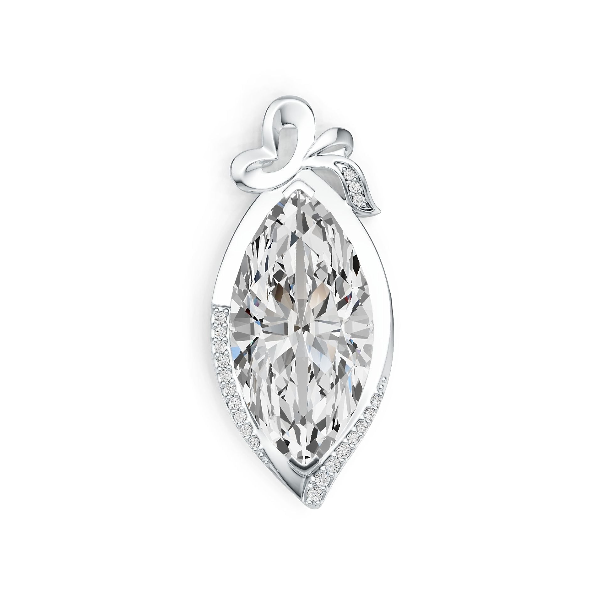 Sterling Silver Semi Mount Pendant Setting Marquise MQ 26X13mm DHJ