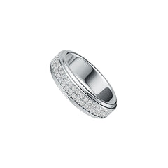 Men's 10K Gold Pave Band Ring with White Topaz or Moissanite Moissanite Accent DHJ