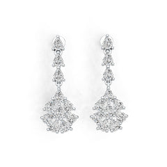 18K Gold Semi Mount Earrings Setting Pear PE 4X3mm DHJ