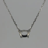 18K Gold Semi Mount Pendant Setting Oval OV 7x5mm Cab 18" Chain Syzjewelry