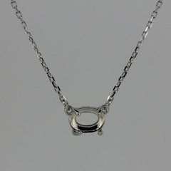 18K Gold Semi Mount Pendant Setting Oval OV 7x5mm Cab 18" Chain Syzjewelry