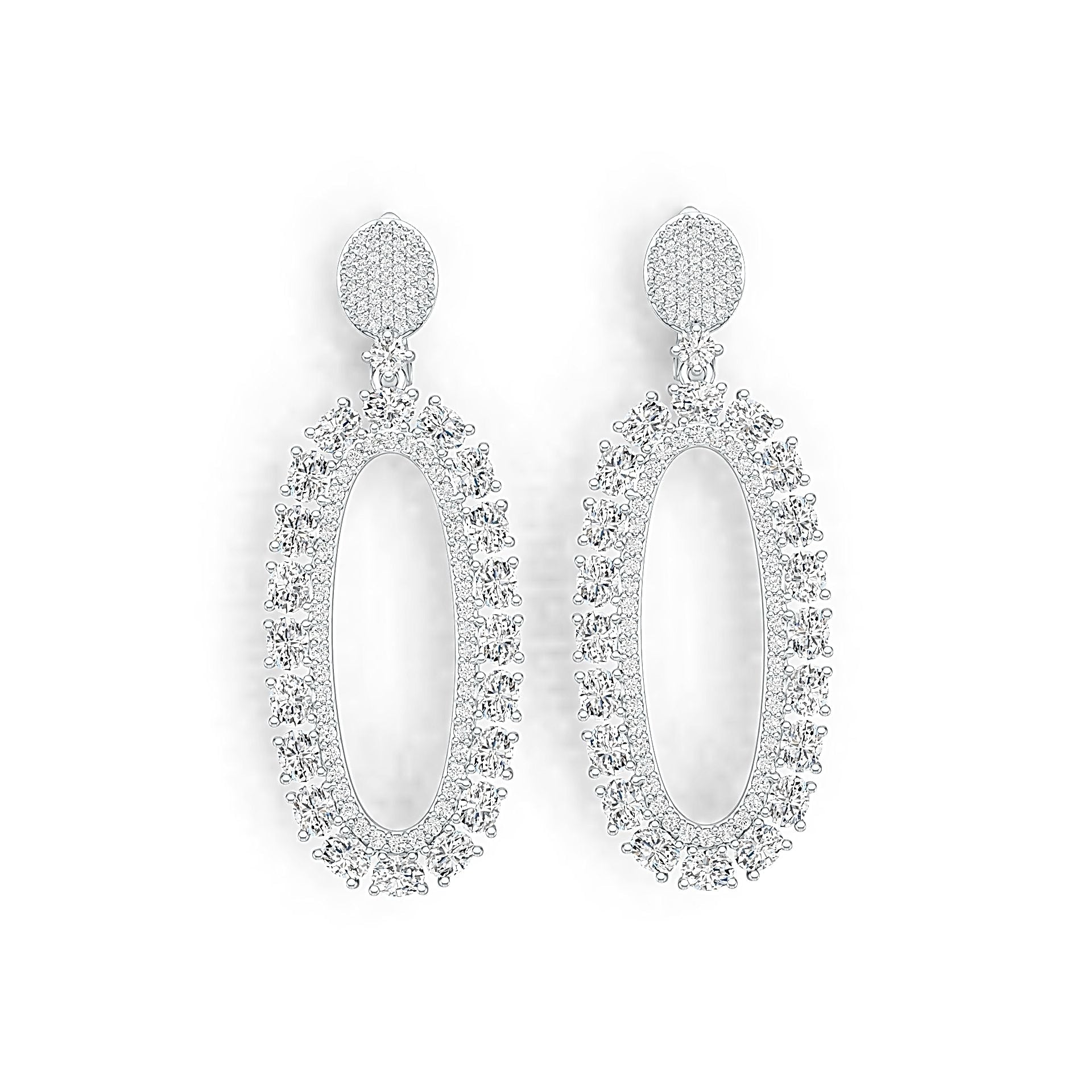 14K Gold Semi Mount Earrings Setting Oval OV 4X3mm Diamond Accent DHJ