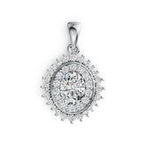 14K Gold Semi Mount Pendant Setting Oval OV 8X6mm Halo Diamond Accent DHJ