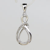 14K Gold Semi Mount Pendant Setting Pear PE 12x8mm W/ Diamond Accent Syzjewelry