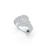 10K Gold Halo Ring Split Shank with White Topaz or Moissanite Moissanite Accent DHJ