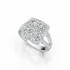10K Gold Semi Mount Ring Setting Oval OV 6X4mm with White Topaz Moissanite Accent DHJ