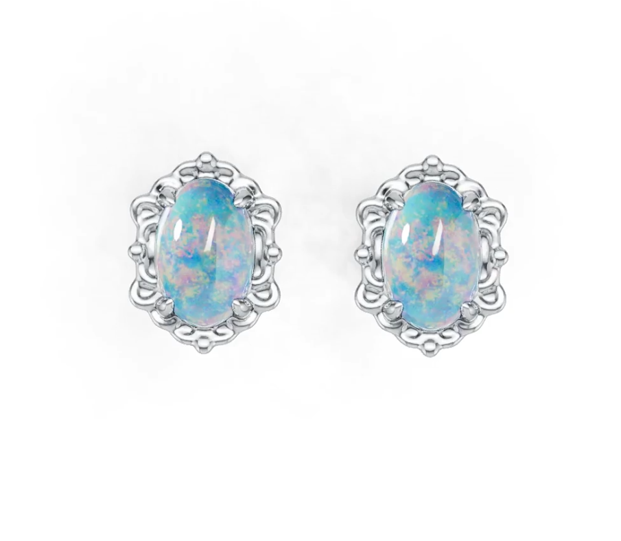 Sterling Silver Semi Mount Earrings Setting Oval OV 6X4mm Cabochon DHJ