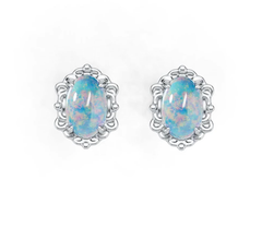Sterling Silver Semi Mount Earrings Setting Oval OV 6X4mm Cabochon DHJ