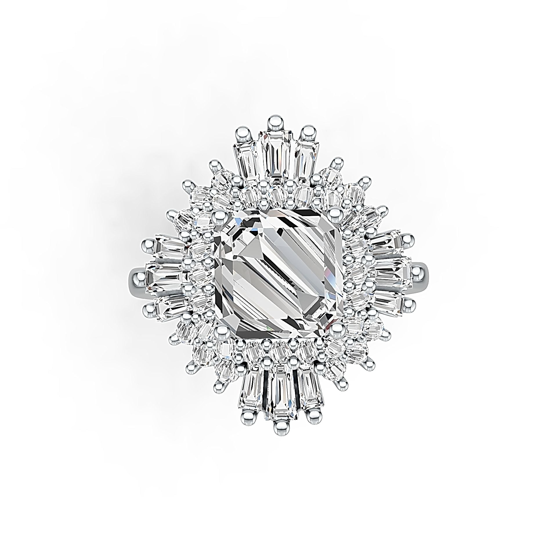 Sterling Silver Semi Mount Ring Setting Baguette BAG 8x8mm Halo Syzjewelry