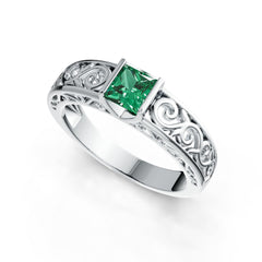 10K Gold Semi Mount Ring Setting Princess SQ 5.5X5.5mm Vintage-Inspired Filigree DHJ
