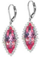 Platinum Semi Mount Earrings Setting Marquise MQ 15X7mm Diamond Accent DHJ