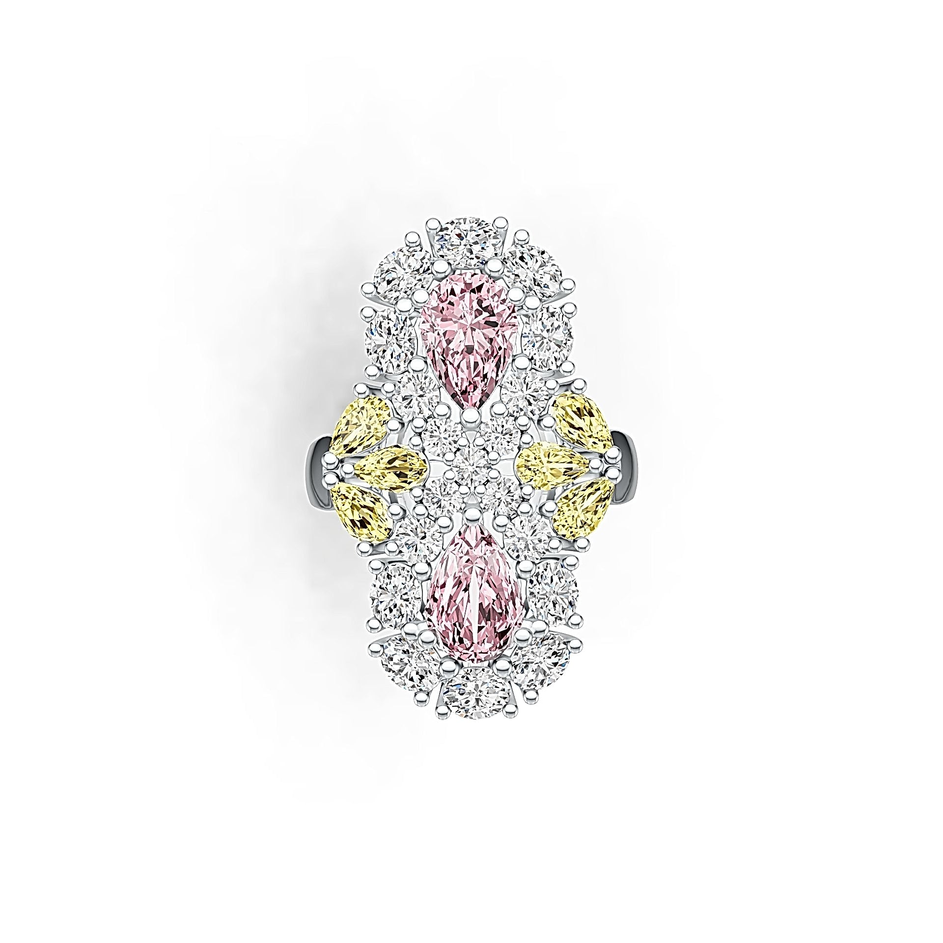 Sterling Silver Semi Mount Ring Setting Pear PE 9x6mm PE 5x3mm OV 4x3mm DHJ