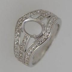 10K Gold Semi Mount Ring Setting Oval OV 9x7mm Moissanite Accent Syzjewelry