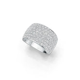 18K Gold Pave Ring Multi-Row with White Topaz or Moissanite Diamond Accent DHJ