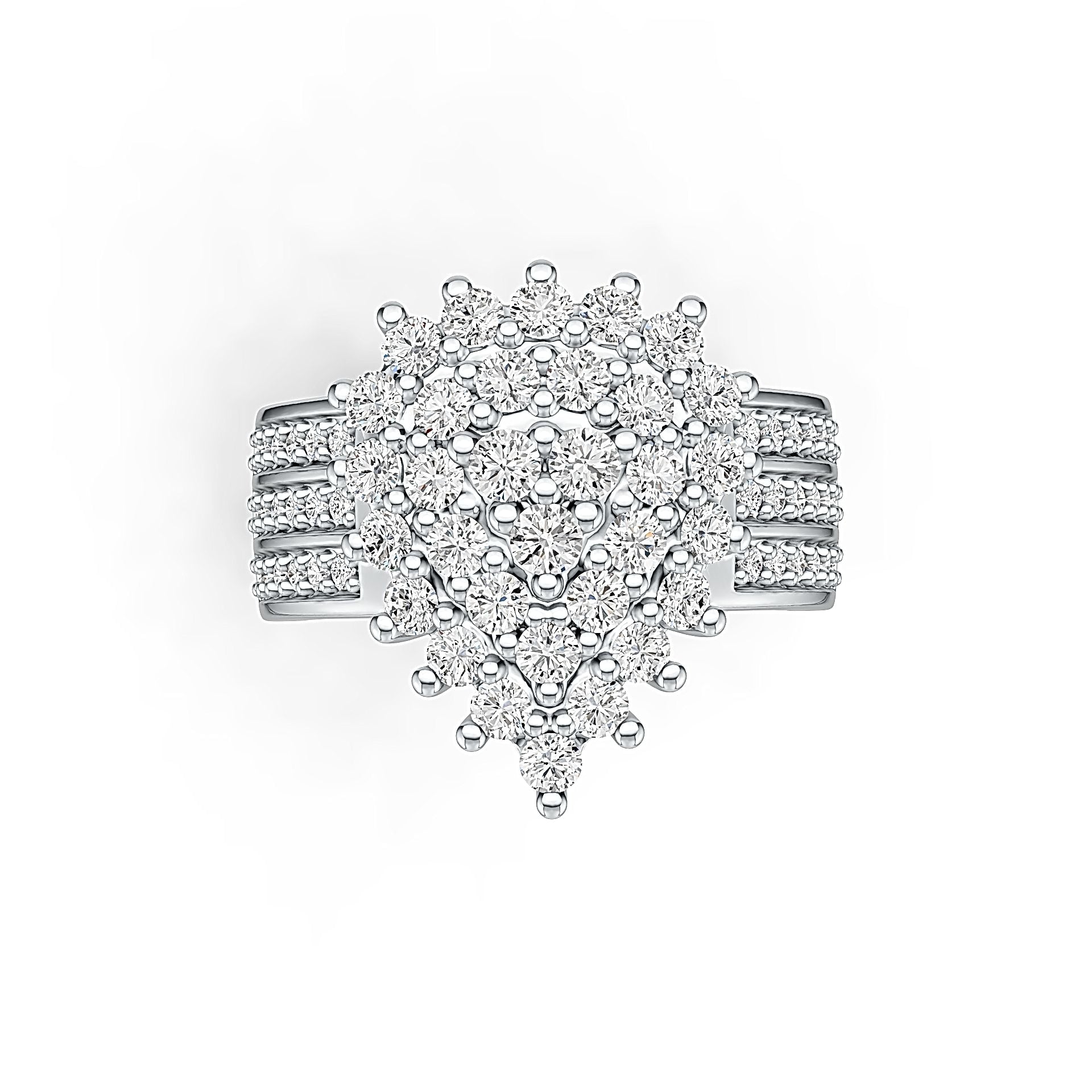 Sterling Silver Cluster Ring Pear-Shaped with White Topaz or Moissanite DHJ