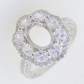 10K Gold Semi Mount Ring Setting Oval OV 9x7mm Halo Moissanite Accent DHJ