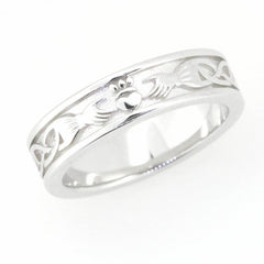 Platinum 5mm Wide Claddagh Band Celtic Knot Band Ring Full Enternity Syzjewelry