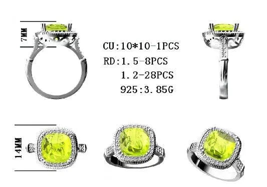 14K Gold Semi Mount Ring Setting Cushion CU 10X10mm Diamond Accent DHJ