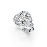 14K Gold Semi Mount Ring Setting Oval OV 14X10mm Halo Diamond Accent DHJ