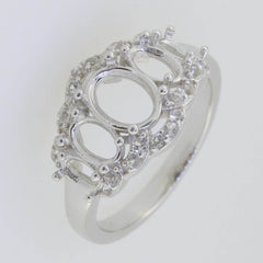 10K Gold Semi Mount Ring Setting Oval OV 8X6mm 6x4mm 5x3m Whi Moissanite Accent Syzjewelry