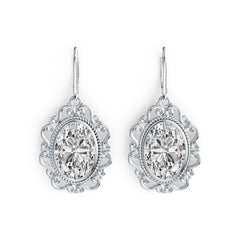 Platinum Semi Mount Earrings Setting Oval OV 14X10mm DHJ