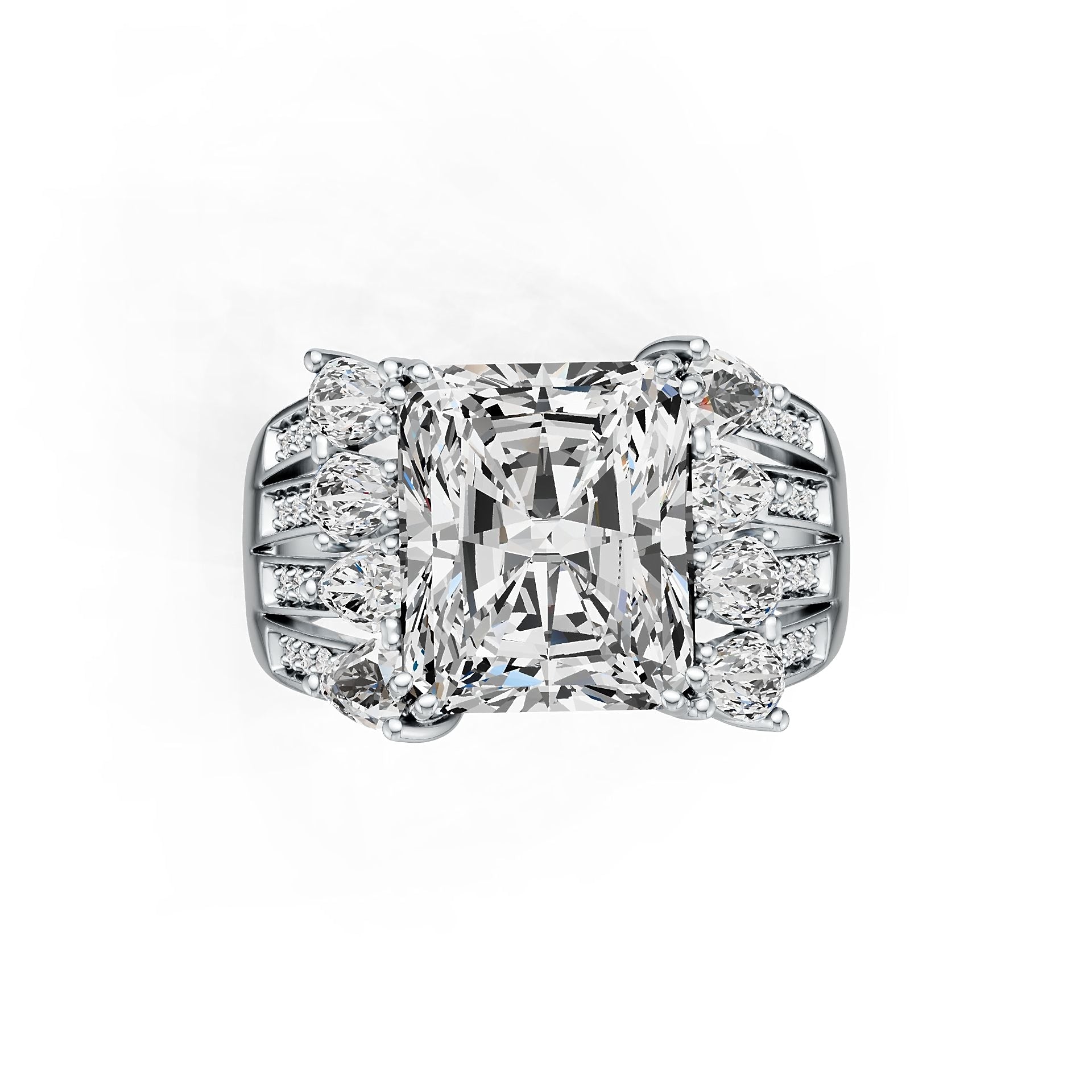 Sterling Silver Semi Mount Ring Setting Emerald OCT 12X10mm DHJ