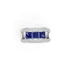Sterling Silver Semi Mount Ring Setting SQ 4.5x4.5mm Men's Band Ring 3 Stones Syzjewelry