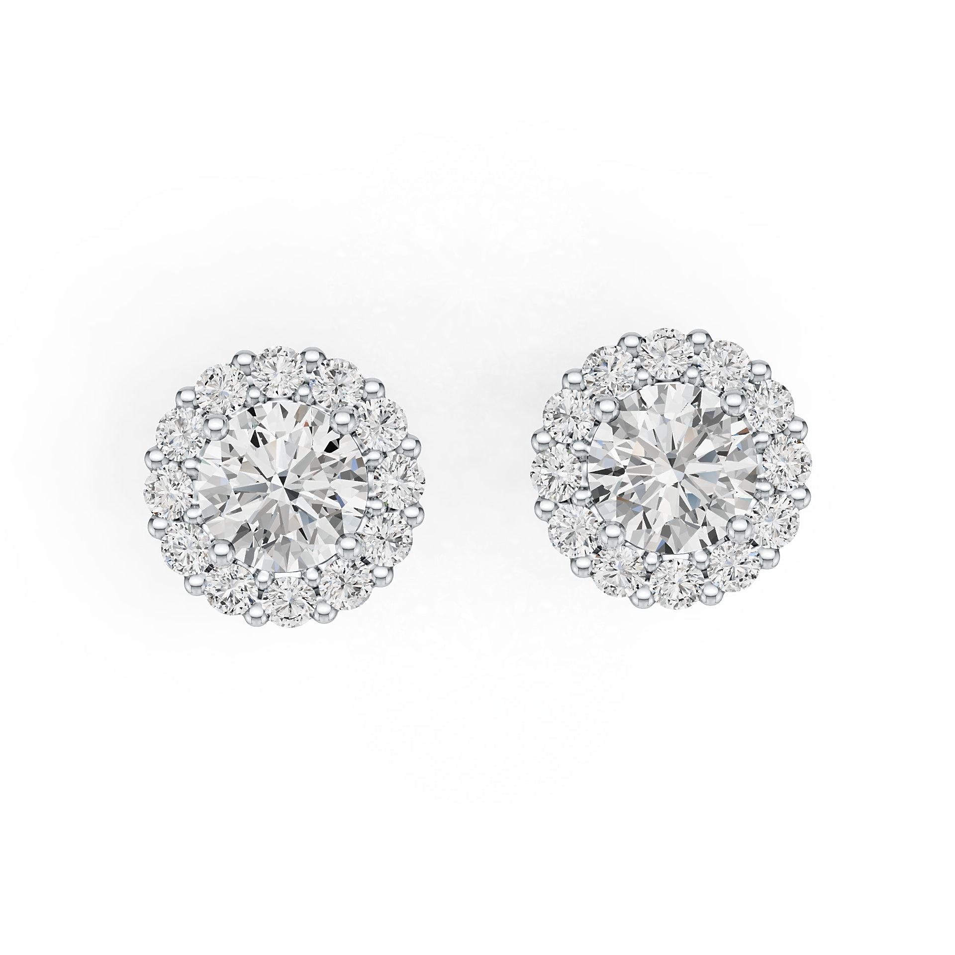 Sterling Silver Semi Mount Earrings Setting Round RD 6x6mm Halo DHJ