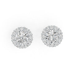 Sterling Silver Semi Mount Earrings Setting Round RD 6x6mm Halo DHJ
