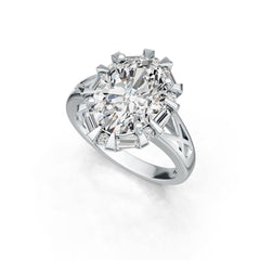 Platinum Semi Mount Ring Setting Oval OV 14X10mm with Diamond Accent DHJ