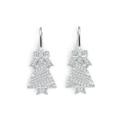 18K Gold Earrings Christmas Tree Theme with or Moissanite Diamond Accent DHJ