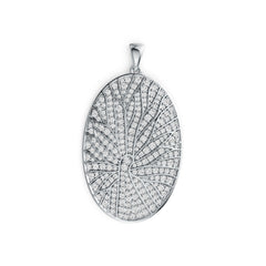 Sterling Silver Pendant with White Topaz or Moissanite Oval-Shaped DHJ