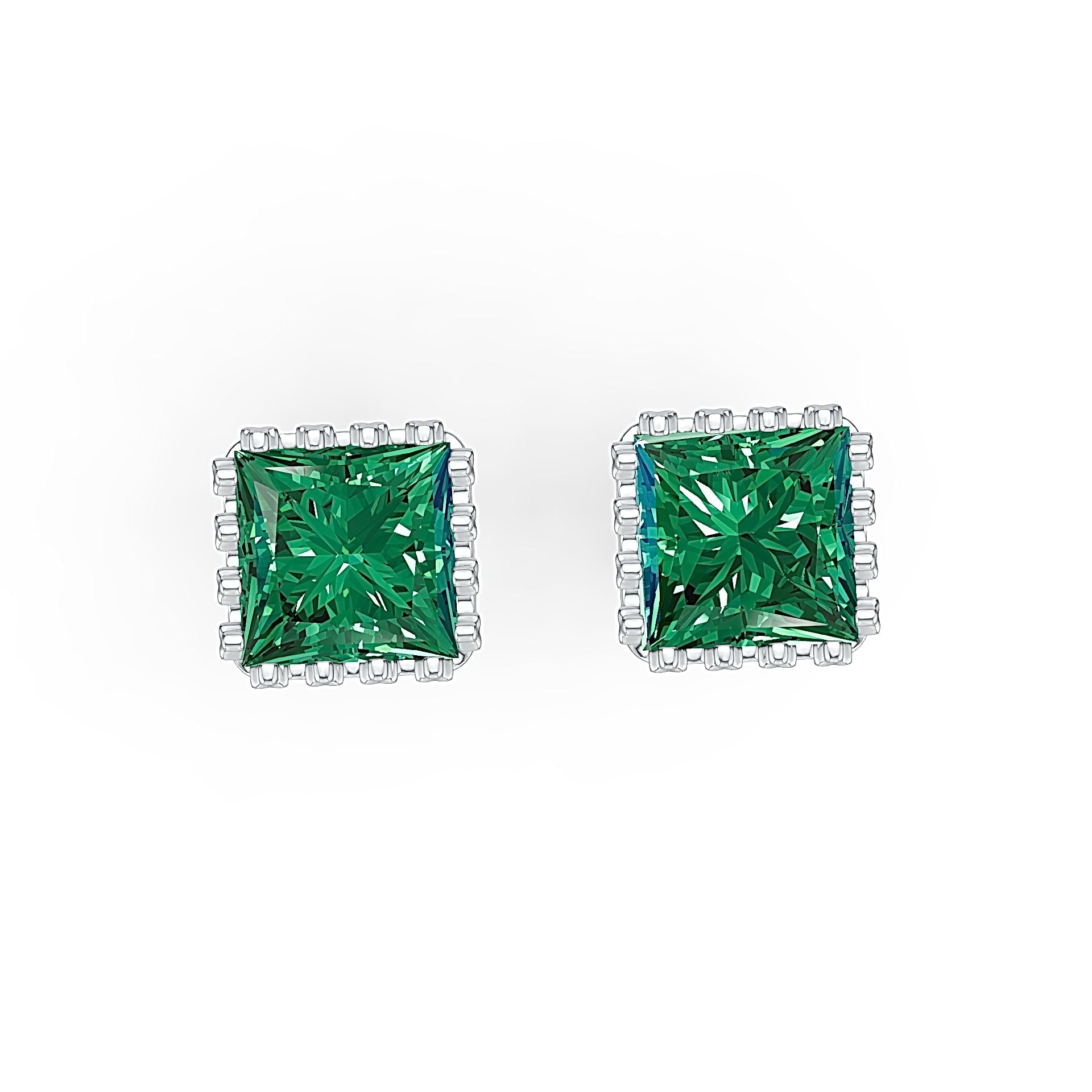 Sterling Silver Semi Mount Earrings Setting Princess SQ 6x6mm DHJ