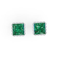 Sterling Silver Semi Mount Earrings Setting Princess SQ 6x6mm DHJ