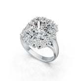 18K Gold Semi Mount Ring Setting Cushion CU 11X9mm TRI 3X3mm RD 3mm DHJ