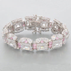 Platinum Semi Mount Bracelet Setting Emerald OCT 10X8mm PE 6x4 RD3.5 Diamond Accent Syzjewelry