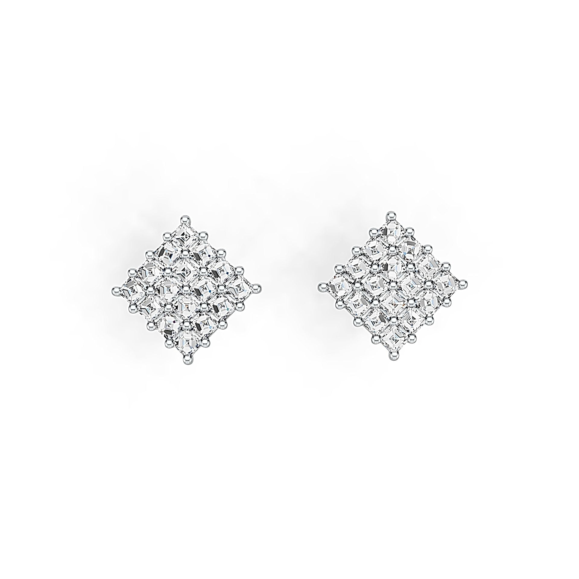 Sterling Silver Cluster Earrings Stud with White Topaz or Moissanite Syzjewelry