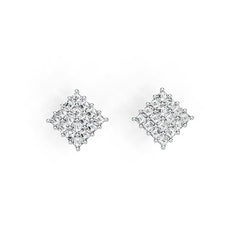 Sterling Silver Cluster Earrings Stud with White Topaz or Moissanite Syzjewelry