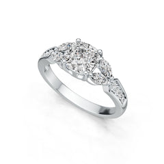 14K Gold Semi Mount Ring Setting Cushion CU 7X7mm Diamond Accent DHJ
