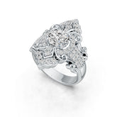 14K Gold Semi Mount Ring Setting Round RD 7x7mm Art Deco Diamond Accent DHJ