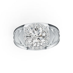 Sterling Silver Semi Mount Ring Setting Round RD 8X8mm Halo DHJ