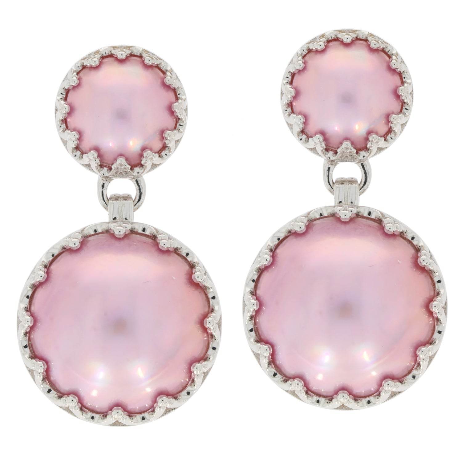 Platinum Semi Mount Earrings Setting Round RD 16X16 10X10mm Cab Syzjewelry