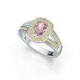 10K Gold Semi Mount Ring Setting Cushion CU 7x5mm Halo Split Shank Moissanite Accent Syzjewelry