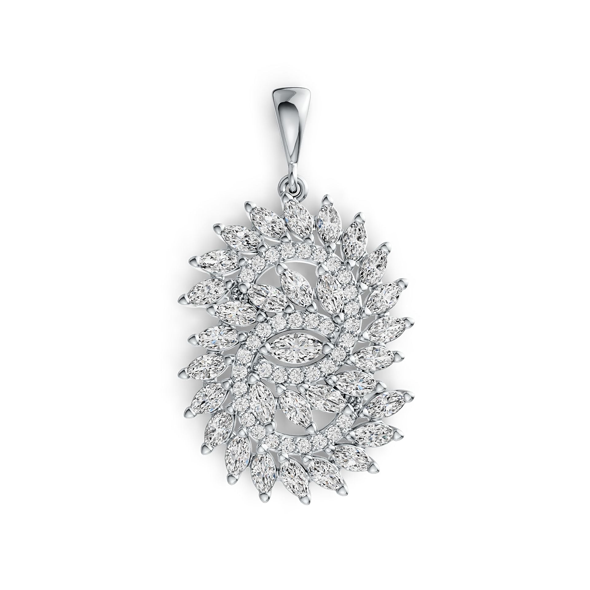 Platinum Semi Mount Pendant Setting Marquise MQ 5X2.5mm MQ 4X2mm Diamond Accent DHJ