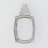 18K Gold Semi Mount Pendant Setting Cushion CU 20x15mm Diamond Accent Syzjewelry