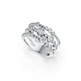 Platinum Semi Mount Ring Setting Round RD 4x4mm 3 Band Flush Bezel Band Ring Diamond Accent DHJ