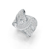 10K Gold Ring Belt Buckle Theme with White Topaz or Moissanite Moissanite Accent DHJ