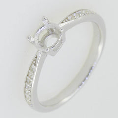 18K Gold Semi Mount Ring Setting Round RD 5x5mm Diamond Accent Syzjewelry